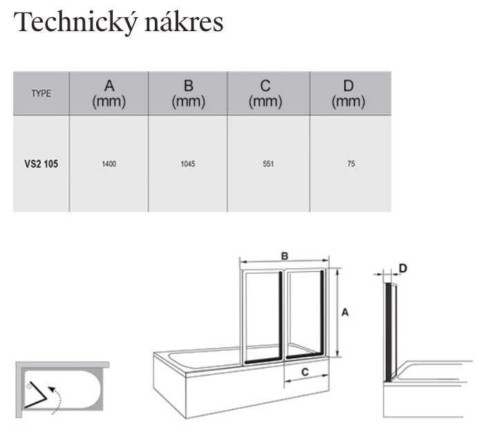 ravak-vs2-technicky-nakres